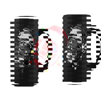 Football Player Santa Hat Christmas Lights Winter Holiday Coffee Mug - Thegiftio