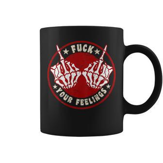 Fuck Your Feelings Skeleton Hand On Back Coffee Mug - Thegiftio UK