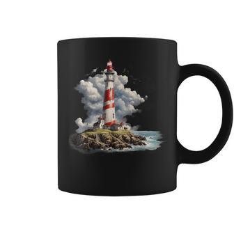 Fun Lighthouse Light House W Clouds Ocean Shore Coffee Mug | Mazezy