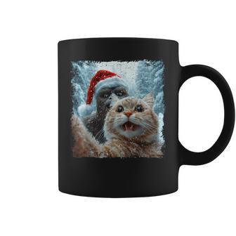 Bigfoot And Cat Christmas Selfie Coffee Mug - Thegiftio UK