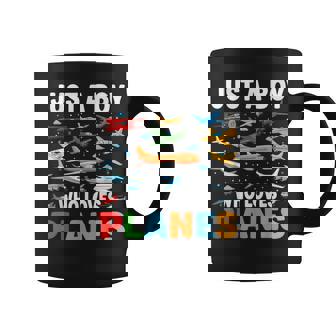 Just A Boy Who Loves Planes Airplane Aircraft Loves Coffee Mug | Seseable CA