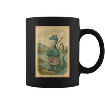 Nessie Playing Bagpipes Under A Rainbow In Scotland Coffee Mug - Thegiftio UK
