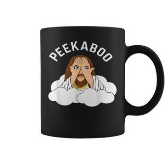 Peekaboo Jesus Christian Humor Women Coffee Mug - Monsterry