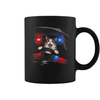 Police Cat Driving Car Vintage Cat Meme Coffee Mug - Monsterry