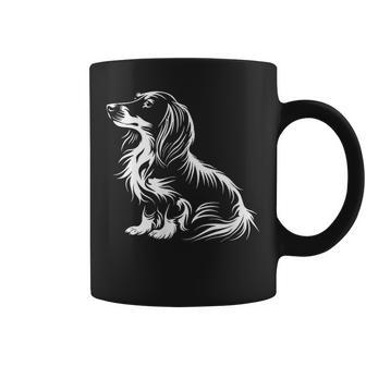 Retro Vintage Logo Long Haired Dachshund Coffee Mug - Thegiftio