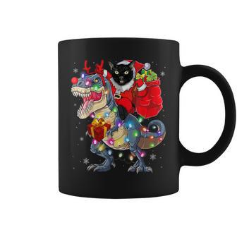 Santa Cat Riding Dinosaur Christmas Lights Coffee Mug - Thegiftio UK