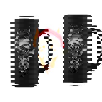 Santa Hat Xmas Pajamas Doberman Pinscher Dog Christmas Coffee Mug | Mazezy