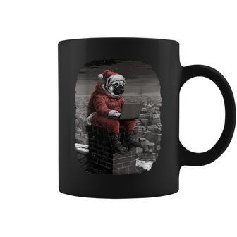 Santa Pug On Chimney With Laptop Cute Christmas Dog Coffee Mug - Thegiftio