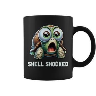Turtle Pun Shell Shocked Turtle Lover Graphic Coffee Mug | Mazezy