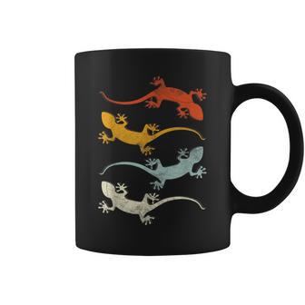 Gecko & Geschenkideen Retro Gecko Chwarz Erwachsene Kinder Jungen Kurzarm Klassische Passform Crew-Ausschnitt Tassen - Geschenkecke