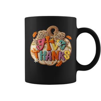 Give Thanks Hook Yarn Crochet Thankful Pumpkin Thanksgiving Coffee Mug | Mazezy