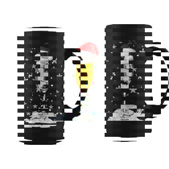 Glass Of Champagne Santa Hat Xmas Lights Merry Christmas Pjs Coffee Mug | Seseable CA