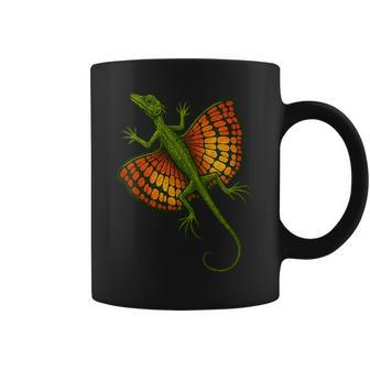 Gliding Dragon Lizard With Vibrant Orange Wings Coffee Mug | Mazezy