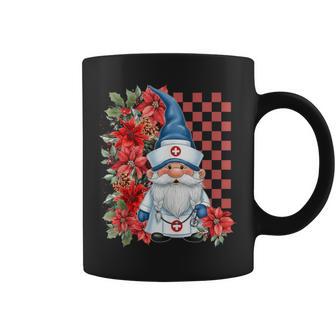 Gnome Nurse Christmas Plaid Poinsettia Medical Worker Coffee Mug - Thegiftio UK