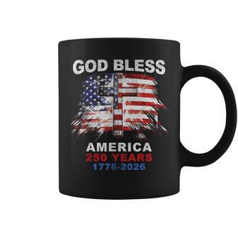 God Bless America 250 Years 1776-2026 Christian Cross Flag Coffee Mug - Thegiftio UK