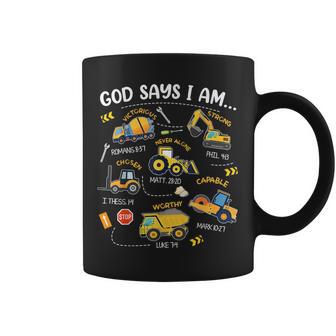 God Says I Am Christian Bible Verses Boys Construction Truck Coffee Mug - Thegiftio