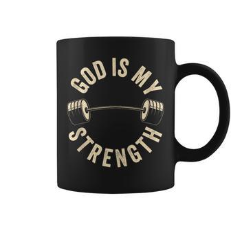 God Is My Strength Vintage Gym Barbell Fitness Christian Coffee Mug - Thegiftio UK