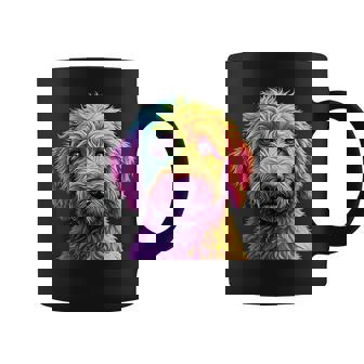 Golden Doodle Dog Colorful Goldendoodle Face Dog Lover Men Coffee Mug - Monsterry