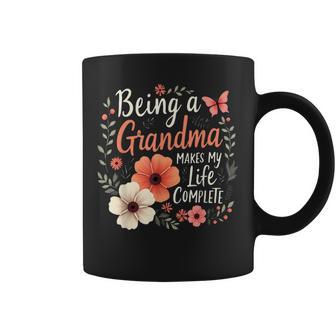 Being A Grandma Makes My Life Complete Floral Butterfly Coffee Mug - Monsterry