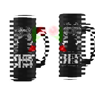 Green Hands Christmas Balls Chest Xmas Adult Humor Men Coffee Mug | Seseable FR