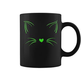Green Invisible Cat Face Green Color Graphic Coffee Mug - Thegiftio UK