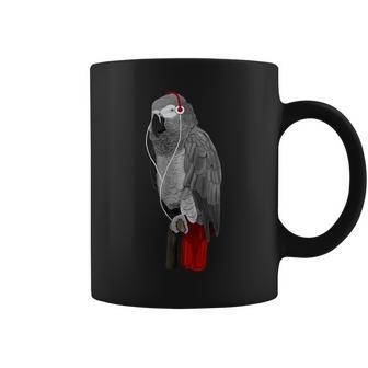 Gris Du Gabon Musique Écouteurs Oiseau Animal Biologiste Tasse - Cadeauxyz