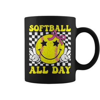 Groovy Softball All Day Softball Coquette Bow Softball Girl Coffee Mug - Thegiftio UK