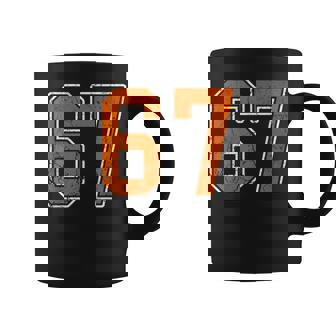 Grunge Burnt Orange And 67 Sports Jersey Number 67 Coffee Mug | Mazezy