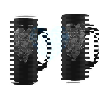 Grunge Heart Aesthetic Blue Denim Patchwork Graphic Coffee Mug - Thegiftio