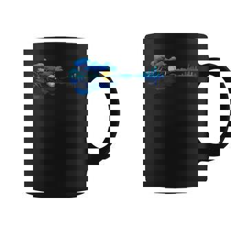 Guitar Lake Reflections Night Sky And Moon Coffee Mug - Monsterry