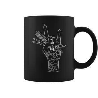 Hair Hustler Rock On Hand Barber Hairstylist Hairdresser Coffee Mug - Thegiftio UK