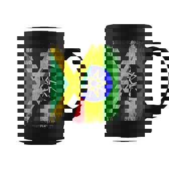 Half Jamaica Ethiopia Flag Jamaican Ethiopian Pride Roots Coffee Mug | Mazezy