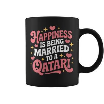 Happiness Is Being Married To A Qatari Qatar Husband Wife Coffee Mug | Mazezy