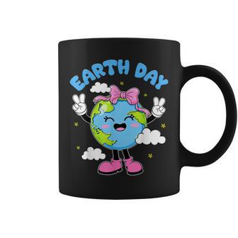Happy Earth Day Cute Earth With Bow Earth Day 2026 Coffee Mug | Mazezy