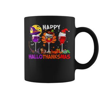 Happy Hallothanksmas Wine Glass Turkey Santa Drinking Coffee Mug - Thegiftio UK