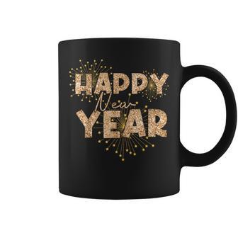Happy New Years Eve Fireworks Party Chwarz Kurzarm Klassisch Mit Leopardendruck Glitzerilvester Party Neues Jahr Weihnacht Geburtstag 2025 Tassen - Geschenkecke