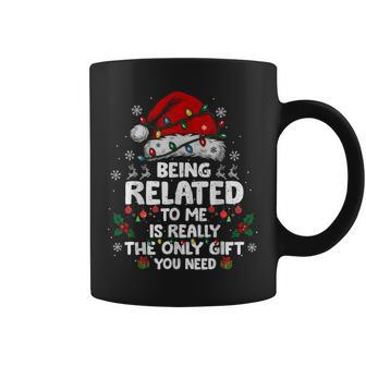 Hat Santa Lights Being Related To Me Christmas Pjs Coffee Mug - Thegiftio UK