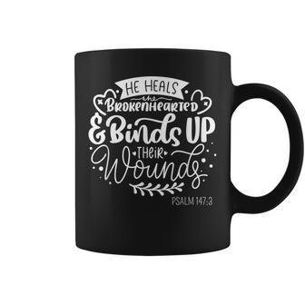 He Heals The Brokenhearted Christian Psalm 147 Bible Verse Coffee Mug - Thegiftio UK