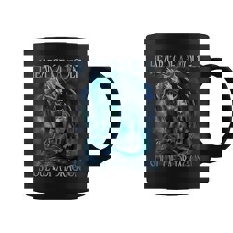 Heart Of Wolf Soul Of A Dragon Cool Dragon Wolf Warrior Coffee Mug | Mazezy