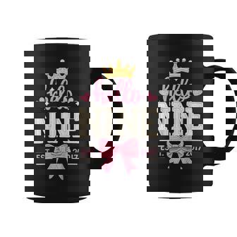 Hello Nine Est 2017 Cute 9Th Birthday Bow 9 Years Old Girl Coffee Mug | Seseable UK