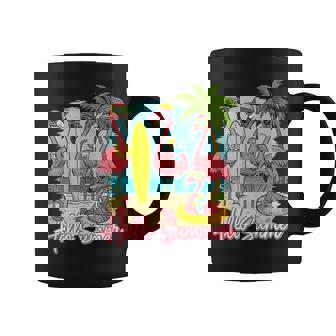 Hello Summer Flamingo Fun Beach Scene Tank Top Coffee Mug | Mazezy