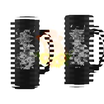 Highland Cow With Sunflowers Farmhouse Cottage Decor Coffee Mug | Mazezy