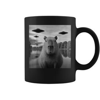 Hilarious Capybara Selfie With UFOs Alien Capy Kids Coffee Mug | Mazezy