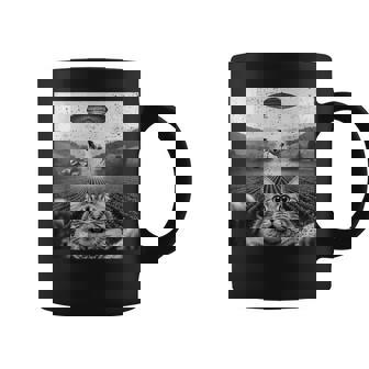 Hilarious Cat Selfie UFO Cow Abduction Alien Meme Coffee Mug | Mazezy