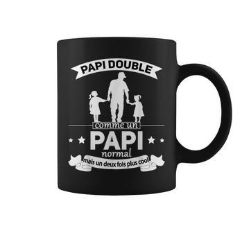 Homme Papi De Deux Petits-Filles Grand-Père De 2 Papy Double Tasse - Cadeauxyz