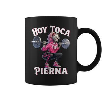 Hoy Toca Pierna Skeleton Girl Squat Workout Gym Coffee Mug - Thegiftio UK