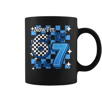Now I'm 6 Next Year I'll Be 7 Checked 67 Birthday Boys Coffee Mug - Thegiftio UK