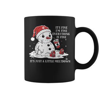 I’M Fine It's Fine Just Having Meltdown Christmas Snowman Coffee Mug - Monsterry