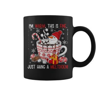 I'm Fine This Is Fine Just Having Meltdown Snowman Christmas Coffee Mug - Monsterry