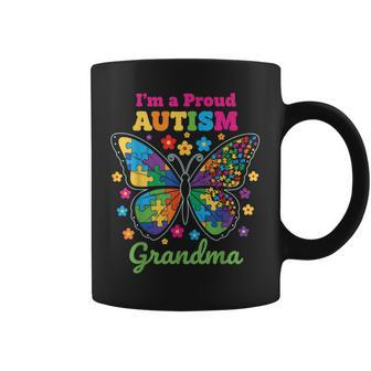 I'm A Proud Grandma Autism Awareness Flowers Butterfly Coffee Mug - Thegiftio UK